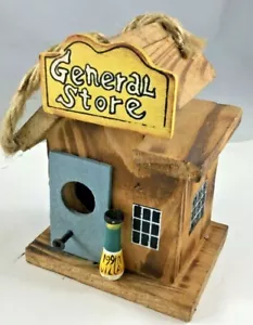 Wooden Hanging Minature Bird House General Store New - Picture 1 of 5