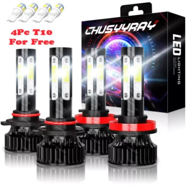 适用于 Mercury Milan 2010 2011 6000K LED 车头灯高/低光束 + 雾灯灯泡 4X — 第 1/4 张图片