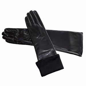 Women Winter  New Real Sheep Leather Plain Style Elbow Long Gloves Multi Colors