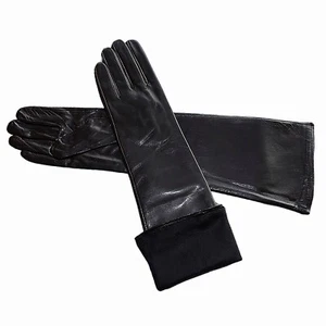 Women Winter New Real Sheep Leather Plain Style Elbow Long Gloves Multi Colors - Picture 1 of 33