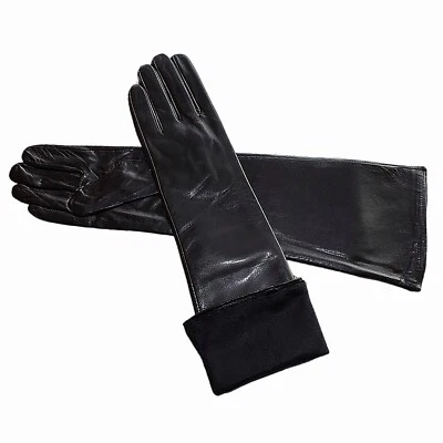Women Winter  New Real Sheep Leather Plain Style Elbow Long Gloves Multi Colors - Image 1 of 4