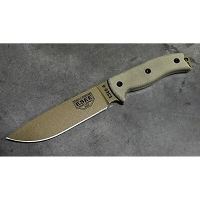 ESEE Knives 6P Fixed Blade Knife w/Molded Polymer Sheath (Dark Earth Blade/Black - Image 1 of 2