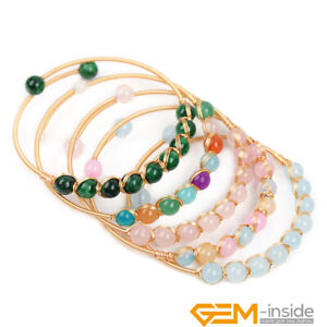 Natural Gemstones Charms Bracelets Bangle Yellow Gold Filled Jewelry Women Gift