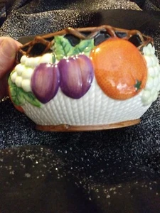 Fitz & Floyd 1992 Fruit Decorative Bowl Planter Orange, Plum, Grape. - Picture 1 of 4