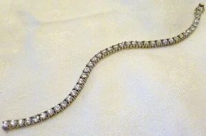 VINTAGE Ladies CUBIC ZIRCONIA Tennis BRACELET 925 SILVER 7-1/4" Long 15 Grams TW - Picture 1 of 14