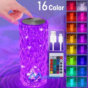 Diamond Crystal Table Lamp Touch Atmosphere LED Night Light Bedside Bar w/Remote - Picture 1 of 12