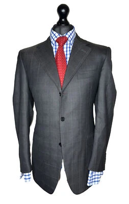 CANALI LUXURY DESIGNER SUIT FULL CANVASSED BOX CHECK CLASSIC FIT 40x36x32 - Image 1 of 4