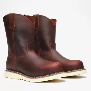 New Men's Burgundy 10" Wellington Leather WP Work Boots BA-142 Size 6-13 (D, M) - Picture 1 of 8