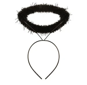 Black Angel Halo Headband Fancy Dress Costume Halloween Christmas Hen Do Party - Picture 1 of 2