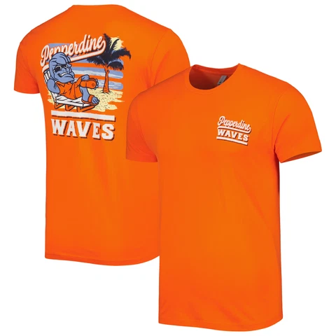 Men's Orange Pepperdine Waves Hyperlocal Beach Premium T-Shirt Cover