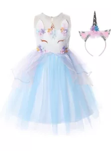 Girls Unicorn Costume Kids Dress Party Tutu Birthday Size 13-14yrs New - Picture 1 of 2