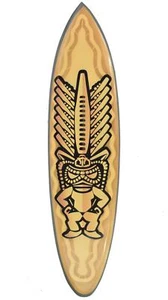 Tiki Surfboard 100cm Deko Surfbrett Holzschild Tikki Hawaii Karibik Osterinsel - Bild 1 von 12