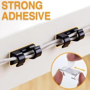 16/20XCable Kordelclips selbstklebend Drahtklemme Tisch Wand ordentlich Halter Orga^UK - Bild 1 von 23