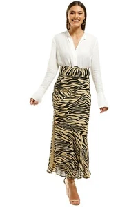 NICHOLAS Silk Side Gathered Skirt in Zebra Print Size 8 AU RRP 398 WITH DEFECTS - Picture 1 of 11