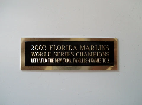 Florida Marlins Baseball Card 2003 World Series Card Plaque Nameplate 1" X 3" Cover