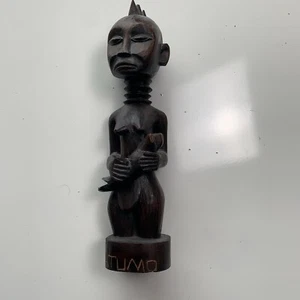 AFRICAN STANDING FEMALE FIGURE CARVED WOOD KATUNA CONGO C. AFRICA 20TH C. - Picture 1 of 11