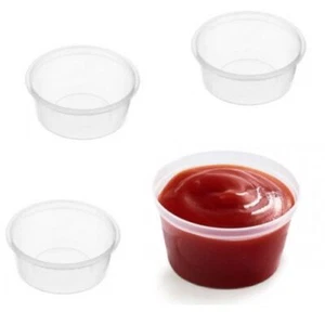 100 X Clear Plastic Sauce Containers With Lids Grazing Takeaway Container - Picture 1 of 4