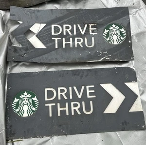 Starbucks Drive Thru Schild vorne und hinten Aluminium - Bild 1 von 3