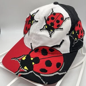 Vintage Wild Cotton All Over Ladybug Patch Adjustable Snapback Hat Cap Insects - Picture 1 of 7