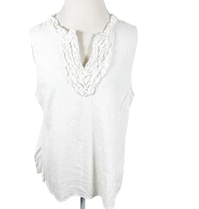 Marisa Christina Linen Blend Tank Top Ruffle Wide Straps Cottagecore Size 1X - Picture 1 of 8