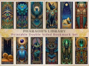 Egyptian Arcana Bookmark Set Pagan Digital Download Set 12 Fronts + Back - Picture 1 of 7
