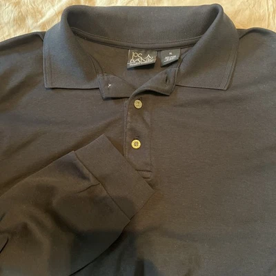 Hombre Jos. Camisa polo de algodón manga larga negra XL de A Bank Travelers Collection Foto 1 de 4