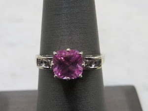 10K White Gold Pink Sapphire Lady's Ring, 2.3g, Size:7 (TDY026648) - Picture 1 of 4