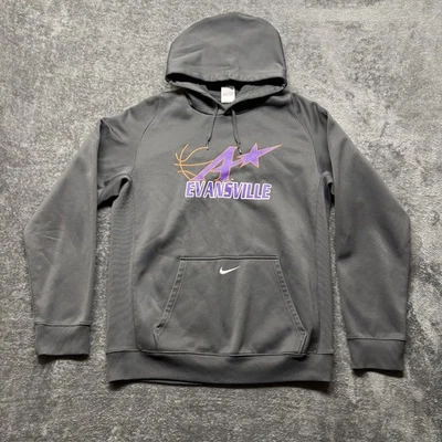 Nike Evansville Purple Aces Sweatshirt Mens Medium Gray Long Sleeve Hoodie NCAA - Image 1 of 4