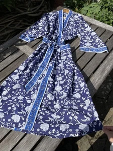 Indischer Hand Blockdruck Leinen Kimono Morgenmantel Strand Morgenmantel Geschenk für Sie - Bild 1 von 6