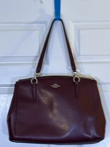 COACH Christie Carryall Burgundy F36606 Purse Bag 4-Compartment Extra Strap - Picture 1 of 18