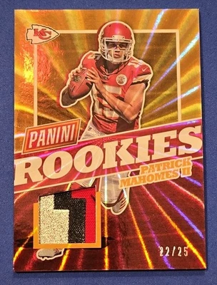2017 Panini National /25 Rookies Material Patrick Mahomes Rainbow Spokes #PM  - Image 1 of 4