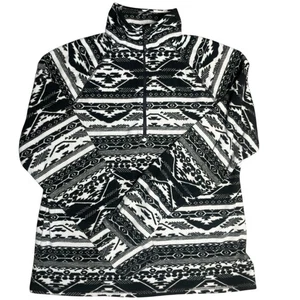Eddie Bauer Fleece Pullover Womens Large Aztec Print Quarter Zip Soft Cozy - Picture 1 of 8