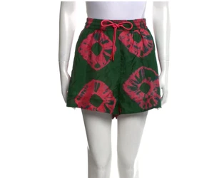 Zimmermann Poppy Relaxed Shorts Womens 2 Medium Green Pink Silk Elastic Waist - Picture 1 of 9
