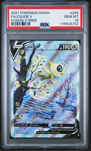 Pokemon Celebi V Alt arte completo 245/264 Fusion Strike #245 gema como nueva PSA 10 - Imagen 1 de 2