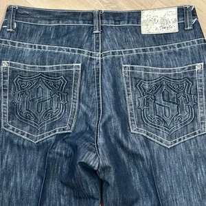 Southpole Premium Jeans uomo 40x33 blu vintage Y2K ampio logo ricamato anni 90 - Foto 1 di 12