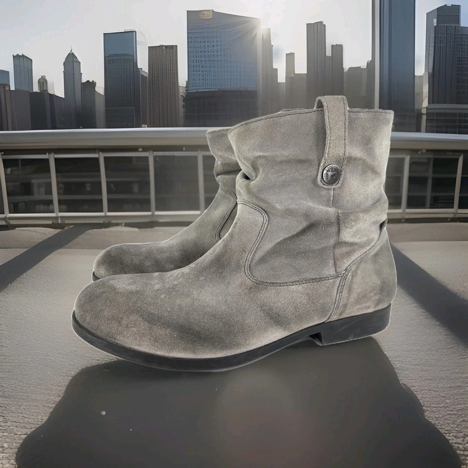 Birkenstock Sarina Bota al Tobillo holgada de gamuza encerada EE. UU. 10 Mujer Gris Bota Foto 1 de 4