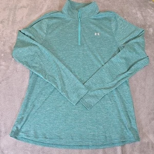 Under Armour Shirt Mens XL Green Loose Heatgear 1/4 Zip Pullover Activewear Run - Picture 1 of 9