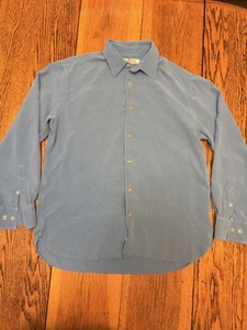 Tommy Bahama Shirt Mens Medium Blue 100% Silk Button Up Long Sleeve Casual - Picture 1 of 6