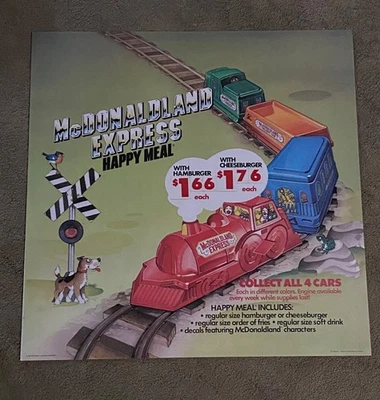 Vintage 1982 McDonald’s McDonaldland Express Happy Meal  Translite  22 x 22” - Image 1 of 2