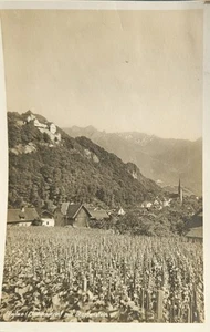 1930 Swiss Vtg. RP Postcard Vaduz & Rappenstein Tie Helvetia William Tell Stamp - Picture 1 of 3