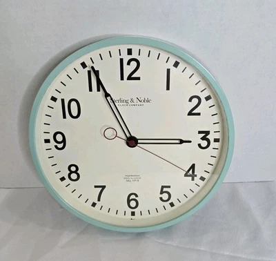 Sterling & Noble Clock Company 11" Retro Round Wall Clock Glossy Mint Green Lime - Image 1 of 4
