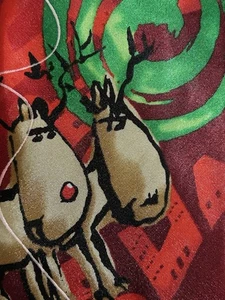 J Jerry Garcia Men’s Silk Necktie Holiday Reindeer Multicolor W 3.4” L 60” - Picture 1 of 7