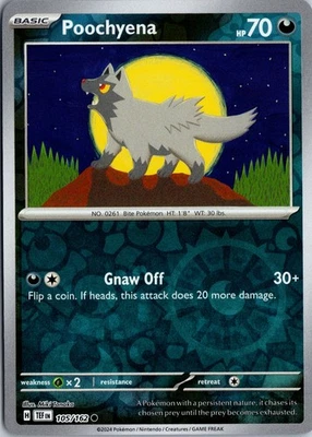 Poochyena - SV05: Temporal Forces #105/162 Reverse Holo Common - Image 1 of 2