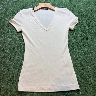 Женская блузка с коротким рукавом Dolce & Gabbana с v-образным вырезом белый хлопок размер 38/XS - Изображение 1 из 4