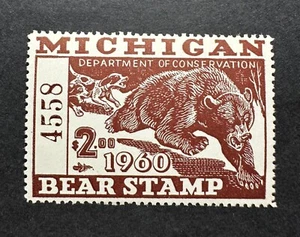 WTDstamps - 1960 MICHIGAN - Lot4 - Bear Hunting Stamp - MNH - Picture 1 of 2