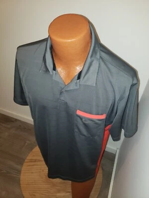 (Grande) Polo de Golf Nike Para Hombres Gris Dri Fit Swoosh Logo Coral Rosa Borde Bolsillo Foto 1 de 4