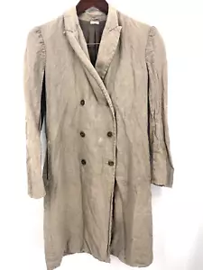 Dosa Linen Jacket Women Small Chester Blazer Tan Pockets Distressed Unstructured - Picture 1 of 18