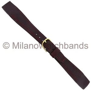 19mm Marcco Calf Burgundy Textured Genuine Leather Flat Stitched Open Ended Band - Picture 1 of 3