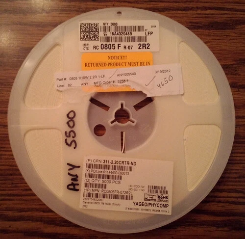 Lote de 4650?: resistencias Yageo/Phycomp RC0805FR-072R2L  Foto 1 de 1