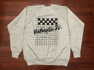 NEW VINTAGE 1980's WASHINGTON D.C. SWEATSHIRT MENS LARGE GRAY BLACK 80's e - Picture 1 of 4